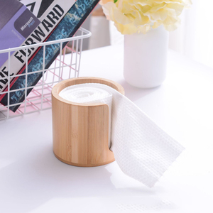 Tarro de almacenamiento de madera redondo minimalista moderno para desmaquillador de condimentos de té o almacenamiento de papel de seda bambú Natural - Product Image 6