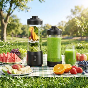 Mixeur de voyage compact pour fruits et glace, alimenté par batterie USB rechargeable, avec modes mixage et pulvérisation, idéal pour voiture et camping-car - Product Image 1