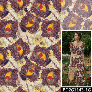 Produttore fornitore di cotone leggero tessuto stampato con motivi etnici per abiti eleganti e arredi per la casa - Product Image 2
