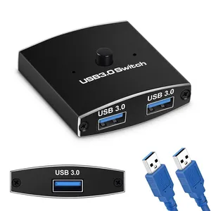 USB3.0 Switch Selector KVM Switcher 5Gbps 2 in 1 Out USB Switch USB 3.0 Two-Way Sharer for Printer Keyboard Mouse Sharing