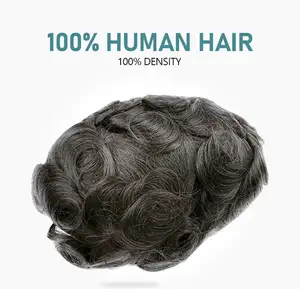 INSTOCK Super geknotete dünne Haut Benutzer definierte hochwertige Echthaar Natürliche Haaransatz Haar teile Single Split Knot Echthaar Toupee