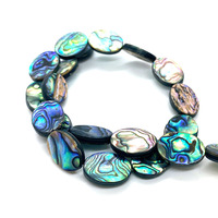 Perles ovales en coquille d'ormeau avec trou droit-Pendentif coloré en forme d'oeuf pour collier/bracelet (article chaud EU/US)
