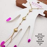 Bracelet XUPING en acier inoxydable couleur or 14 carats, motif fleur ajourée, avec anneau de doigt intégré, bijoux de mode pour femme