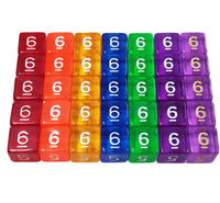 Ensemble de dés polyédriques D6 en acrylique transparent de 16 mm pour jeux de rôle RPG, jeux de table et de société