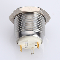 ONPOW Interrupteur à bouton-poussoir momentané en acier inoxydable à tête plate de 16mm de haut (GQ16PH-10D/J/G/2.8 V/S) CE, RoHS