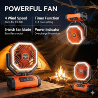 Ventilateur de camping extérieur rechargeable HY-8705B OEM/ODM 16000 mAh avec lumière nocturne et fonction de batterie externe