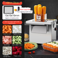 Mond.uk 350W Commerciële Elektrische Groenten- en Fruit Snijmachine Grote invoeropening Automatische aardappel- en fruitblokjes snijmachine Volledig staal Dubbel