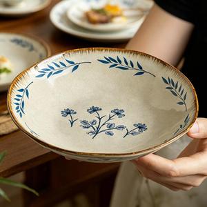 Classic Reactive Glaze Bowl Ceramic Nature Hand-Painted Dish <b>Set</b> Stoneware <b>Dinnerware</b> <b>Set</b> Round Salad Bowl Ramen Bowl Tableware - Product Image 4