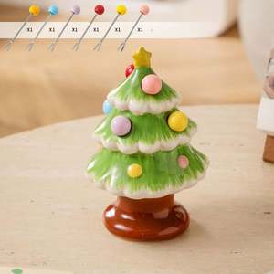 Juego de tenedores de cerámica con forma de árbol de Navidad, creativos, seguros y bonitos, para frutas, para niños, de alta estética, reutilizables, para decoración de mesa en el hogar. - Product Image 6