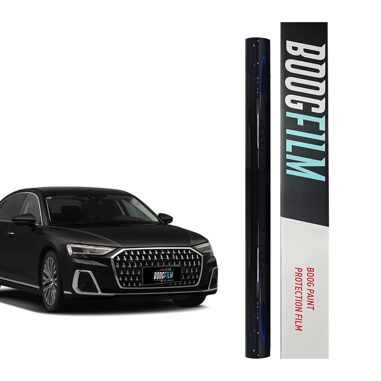 Boogfilm stiker berubah warna untuk dekorasi mobil, stiker pembungkus karbon hitam tema semua hitam keren untuk mobil