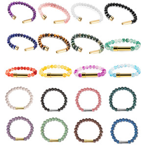 Elastic Natural Stone Semi-precious Stone <b>Beaded</b> <b>Bracelet</b> Stainless Steel Tube Hidden Secret Message <b>Bracelet</b> - Product Image 2