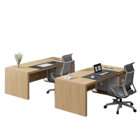 Ensemble table et chaise de bureau, design en L, bureau en bois résistant à la corrosion, design moderne, double poste de travail face à face, armoire pour 2/4 personnes