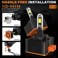 U40 80W 10000LM 6500K Tubos de Cobre en Forma de U y Sustrato de Cobre y Ventilador de Tubos Chip .3570 12-24v Faro LED para Automóvil H4 H7 H11 9005