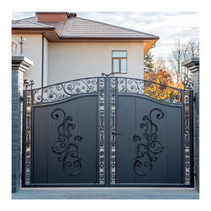 Porte de sécurité combinée double face à grande clôture minimaliste moderne avec arrêt automatique et contrôle comptable - Product Image 3