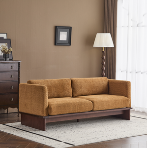 Square Arm Modern Convertible 3 Seater Boucle <b>Sofa</b> Set with Solid Wood Base for Apartment - Product Image 1