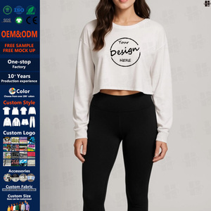 T-shirt da <span class=keywords><strong>donna</strong></span> personalizzata per yoga e fitness, <span class=keywords><strong>bianca</strong></span>, in morbido modal nero, a <span class=keywords><strong>manica</strong></span> <span class=keywords><strong>lunga</strong></span>, crop top, all'ingrosso - Product Image 2