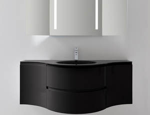 ארון אמבטיה עם קרמיקה כיור צף מעוקל יהירות אמבטיה - Product Image 5