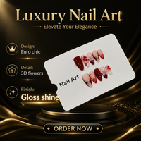 Faux ongles faits à la main B561, couvrance totale, motif floral dégradé pour doigts