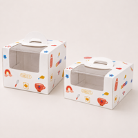 Boîte à gâteau personnalisée avec fenêtre transparente et poignée, 6/8/10/12 pouces, en papier kraft blanc, emballage de boulangerie avec logo pour anniversaire et mariage