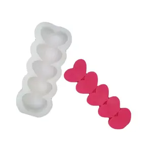 3D New Design 5 Stacked Hearts Shape Silicone Candle Mold DIY Aroma Candle Decoration Mold
