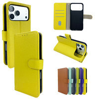 Étui portefeuille à rabat en PU grain litchi pour iPhone 18 Pro Max, style uni, avec boucle magnétique, porte-cartes, support et protection antichoc