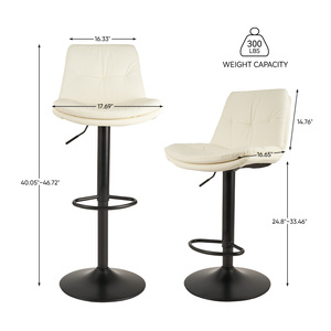 Modern Adjustable Height Swivel Water Resistant Commercial Use <b>Bar</b> <b>Stools</b> Double-Layered Cushion Backrest Faux <b>Leather</b> Iron Gym - Product Image 3
