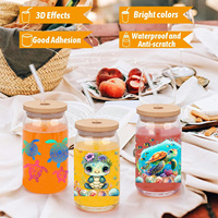 Autocollant de transfert UV DTF pour gobelet de 16 oz, motif tortue mignon, personnalisé, étanche, pour vente en gros et en vrac