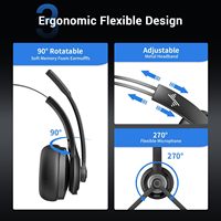 Auriculares Inalámbricos EAGLEND con Base de Carga y Dongle USB, Micrófono ENC, Auriculares Supraaurales para Centro de Llamadas para PC