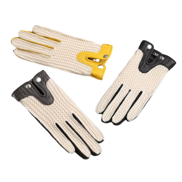 Sample Support Men's Women's Genuine Leather Sheepskin Driving Gloves Knitted Mesh Daily Cycling Gloves Soft Touchscreen