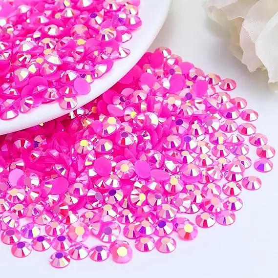 Resin Rhinestone Hot Pink/Rose AB Color Flatback Jelly AB Resin Rhinestones for Mugs Bottles Tumblers Craft Decoration