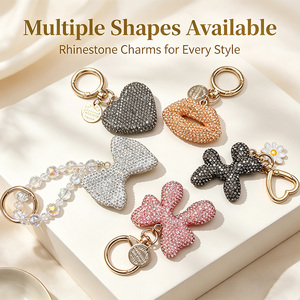 Porte-<span class=keywords><strong>clés</strong></span> en strass complet, breloque <span class=keywords><strong>de</strong></span> sac scintillante, cœur, nœud, cristal, pour femmes, accessoires, sacs à main, <span class=keywords><strong>clés</strong></span>, sacs à dos - Product Image 3