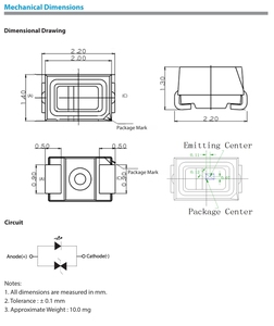 EDISON 2T21Y6BX00038SAA Low Power PLCC 0,06 W 2214 2Pin 2,85 V chip de luz led para iluminación interior automotriz - Product Image 6