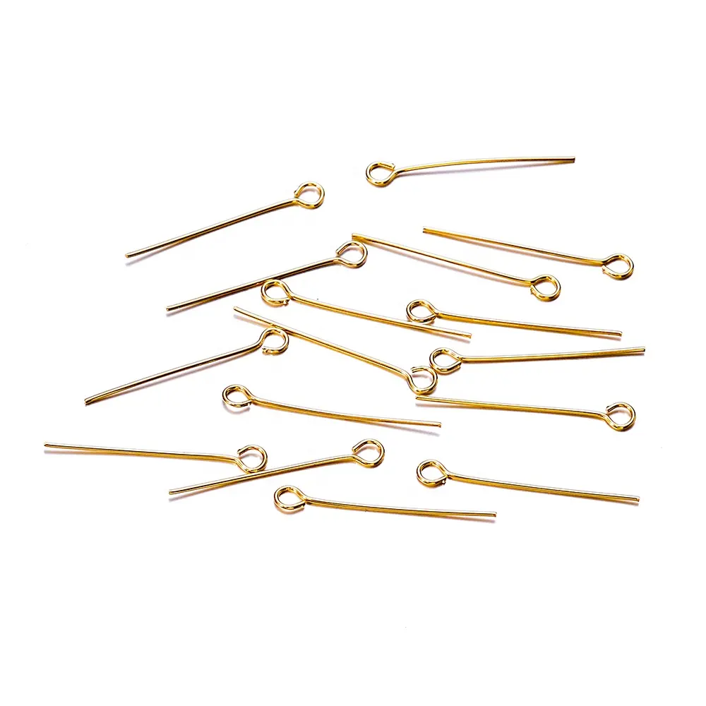 18K Gold Head Pins for Jewelry Making Eye Pins Brass Dressmaker Headpins Jewellery Supplies Kit for Crafting Earrings Bracelets