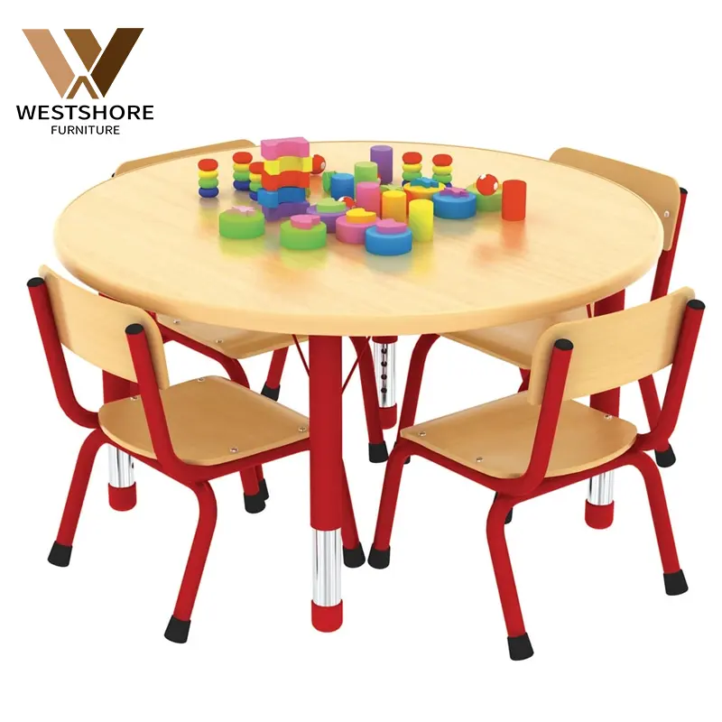 Value-Grade Ajustadble Preschool Wooden Kids Table and Chair Montessori Kindergarten Table Furniture Set