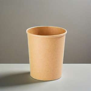 Envase de comida para llevar personalizado, biodegradable, de papel kraft, desechable, blanco, para sopa, tazón de papel para sopa de fideos con tapa - Product Image 1