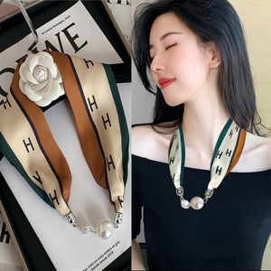 BSBH moda perla cuello bufanda transpirable para oficina señora uso diario elegante cabeza pañuelo regalo de vacaciones - Product Image 1
