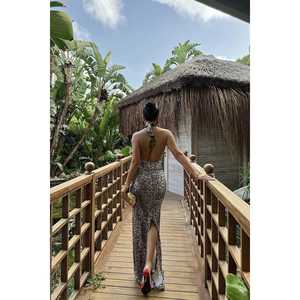 Robes de soirée, robe longue à imprimé léopard - Product Image 1