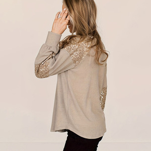 เสื้อยืดแบบสวมหัวแขนยาวของผู้หญิงหลากสีเสื้อแบบสวมหัวสไตล์สตรีทอเมริกันทันสมัยประดับเลื่อมแฟชั่นเรียบง่าย - Product Image 3