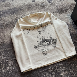 Custom <strong>Men's</strong> Waffle Fall Vintage Dark <strong>Goth</strong> Graphic Print High Street Casual Drop Shoulder Crewneck Pullover Long Sleeve T-Shirt - Product Image 1
