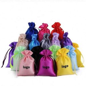 High Quality Eco Friendly Custom Print Logo Reusable Travel Portable Pouch Candy Color Silk Satin <b>Cloth</b> Handled <b>Dust</b> Jewelry Bag - Product Image 2