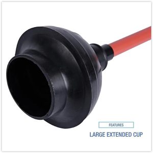 Boardwalk 528188 Déboucheur de toilettes avec poignée en plastique rouge/noir de 18 pouces, diamètre de 5,63 pouces. 6/carton - Product Image 4