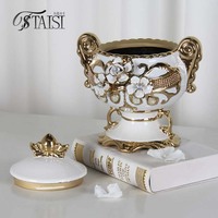 J349 Meubles de luxe pour la décoration intérieure Vase à fleurs européen Ornement en céramique Pot à gingembre avec décoration en diamant