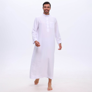 Thobe Musulmano di Alta Qualità in Poliestere Bianco, Design Kurta Pajama, Abbigliamento Islamico Arabo <span class=keywords><strong>da</strong></span> <span class=keywords><strong>Uomo</strong></span>, Marca OEM dal Guangdong - Product Image 6