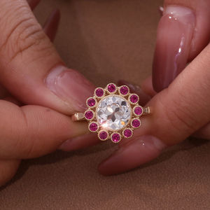 Bagues en or jaune 18K 14K 10K avec diamants de laboratoire roses, nouveau design, bijoux fins personnalisés, ensemble de bagues de fête pour femmes - Product Image 3