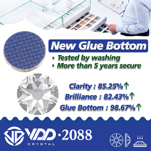 VDD Venta al por mayor a granel SS16-SS30 Pedrería de cristal de alta calidad 2088 con base plana, 8 grandes y 8 pequeñas, 16 cortes para manualidades - Product Image 2