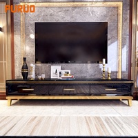 PURUO Table basse centrale en marbre noir brillant Meubles en bois noir Table basse moderne en MDF