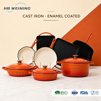 Ensemble d'ustensiles de cuisine en fonte émaillée OEM en gros, multi-pièces, pour la maison, la cuisine et la restauration