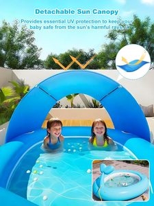 Blue Whale <b>Inflatable</b> Sprinkler <b>Pool</b> with Sun Canopy Outdoor Water Play Toy <b>for</b> Kids - Product Image 6