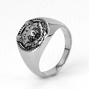Anillo de Acero Inoxidable Impermeable Estilo Gótico Vintage con Piedra Natural, Joyería de Moda Resistente al Óxido, en Stock para Venta al por Mayor - Product Image 4