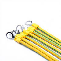 Câble de mise à la terre industriel haute tension personnalisé, faisceau de câblage en cuivre monoconducteur en PVC avec borne annulaire jaune-vert pour mise à la terre